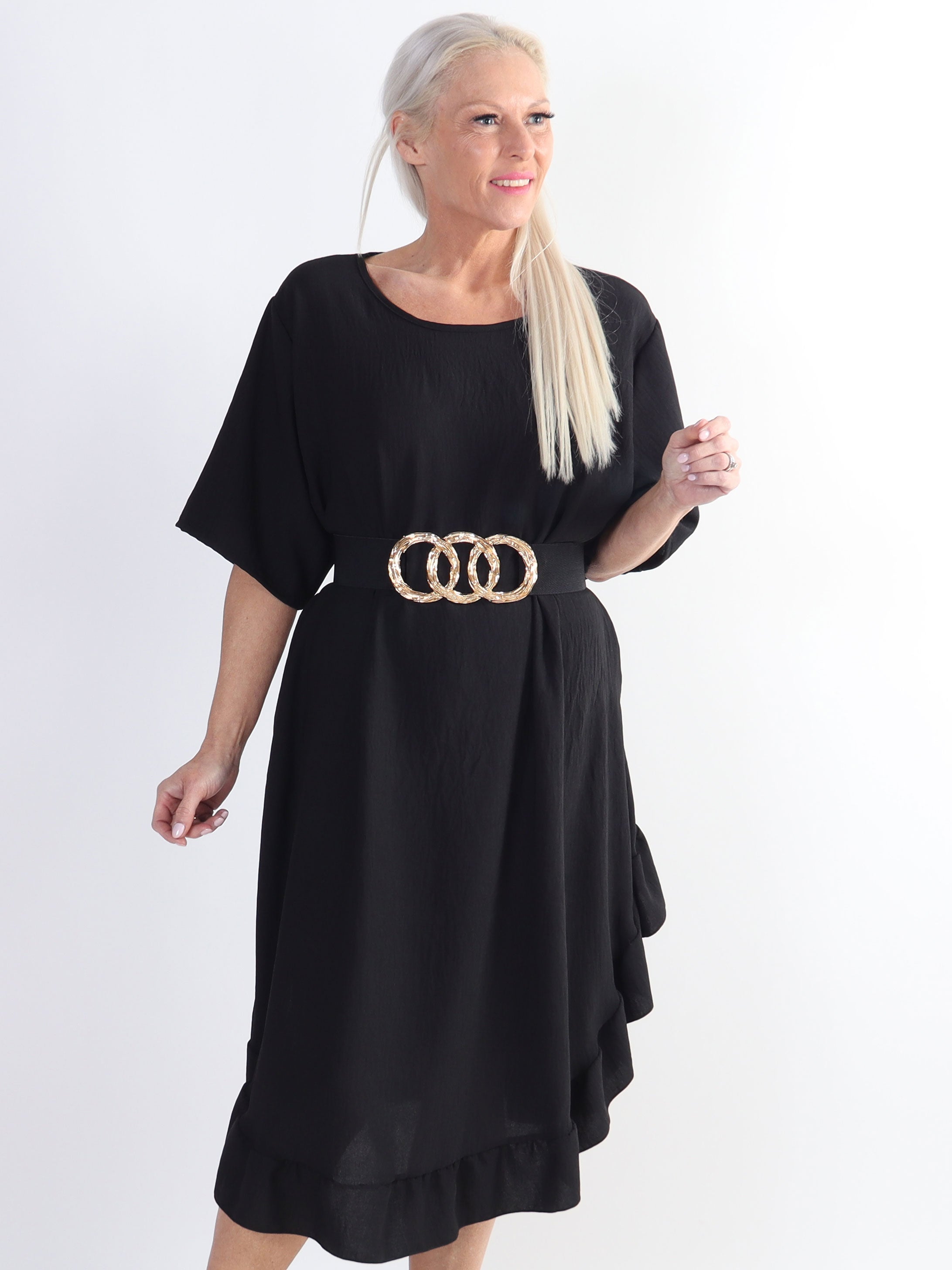 Emmelie - Plus size kjole i viskoseblanding med lommer.